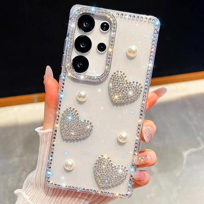 Diamond Glitter Pearl Heart Four-Corner Shockproof Phone Case