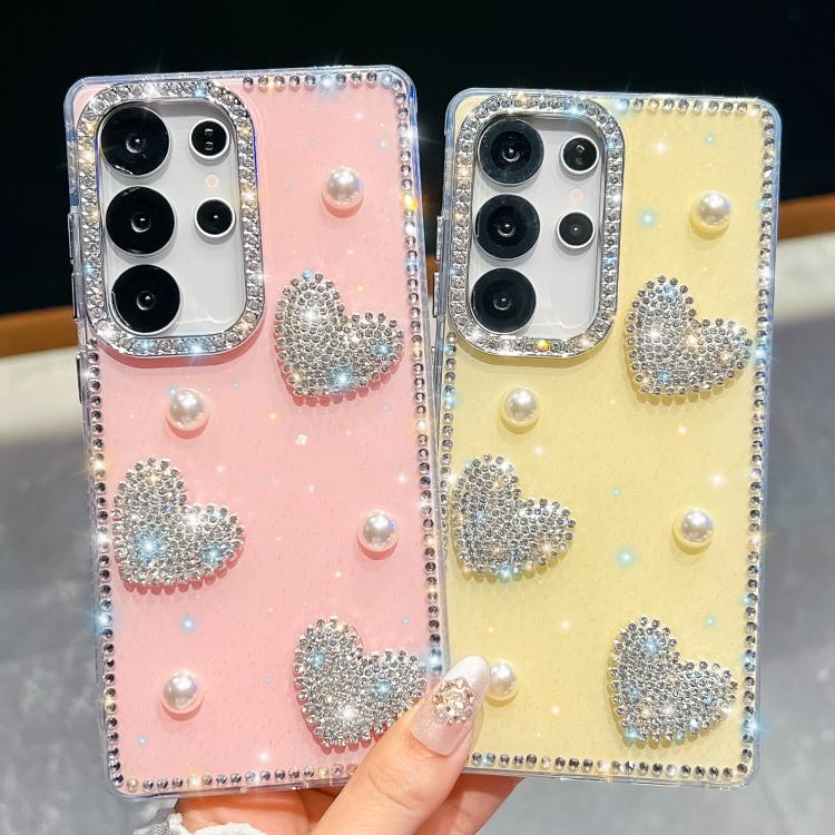 Diamond Glitter Pearl Heart Four-Corner Shockproof Phone Case