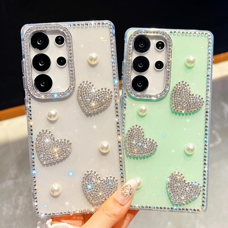 Diamond Glitter Pearl Heart Four-Corner Shockproof Phone Case