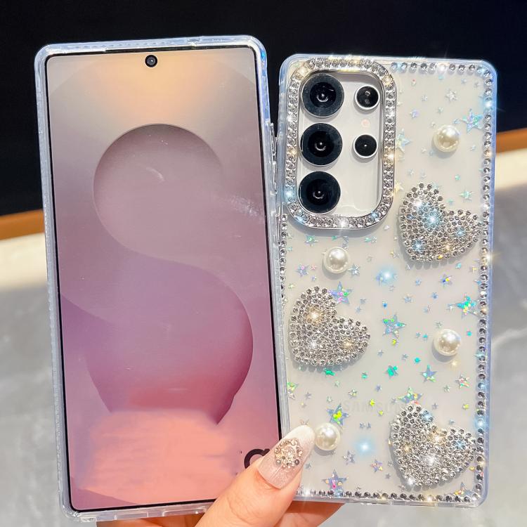 Diamond Glitter Pearl Heart Four-Corner Shockproof Phone Case