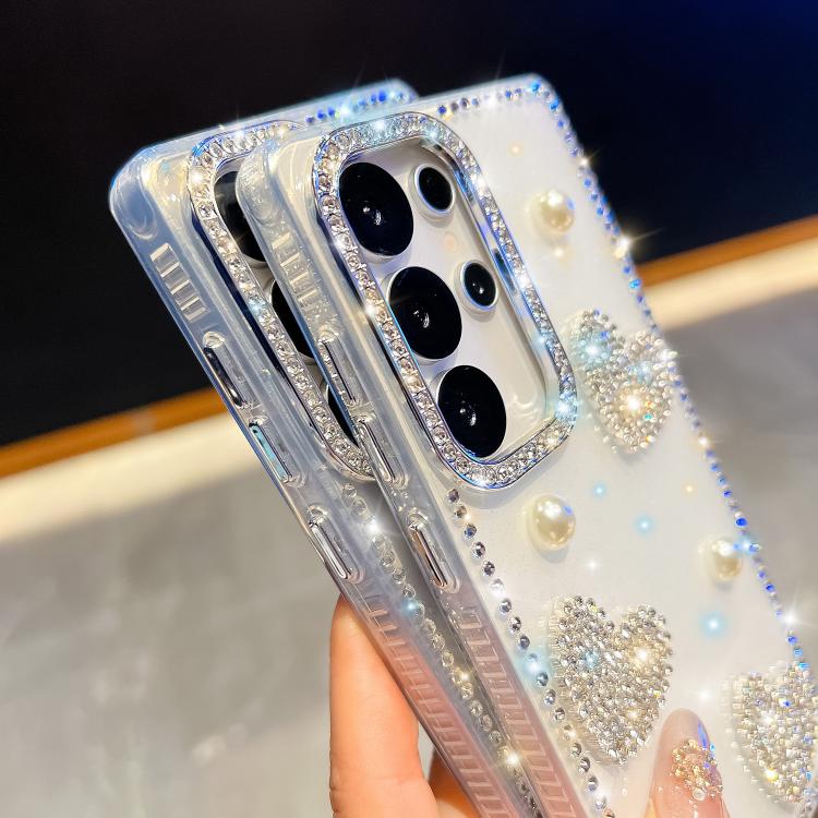 Diamond Glitter Pearl Heart Four-Corner Shockproof Phone Case