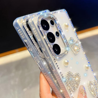 Diamond Glitter Pearl Heart Four-Corner Shockproof Phone Case