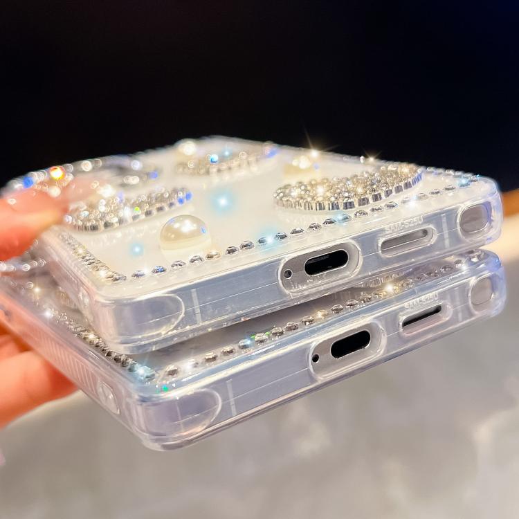 Diamond Glitter Pearl Heart Four-Corner Shockproof Phone Case