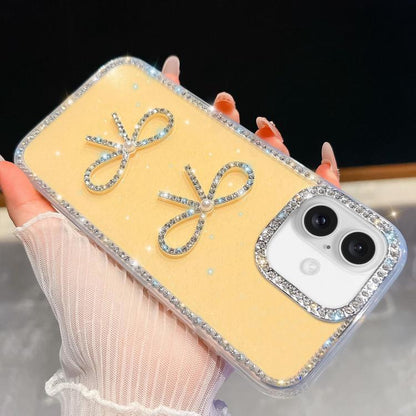 Diamond Glitter Dual Bow-knot Shockproof Phone Case