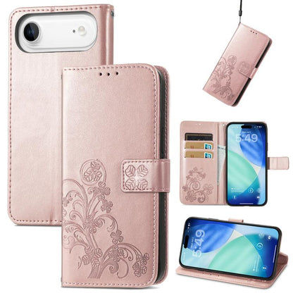 Four-leaf Clasp Embossed Buckle Leather Phone Case