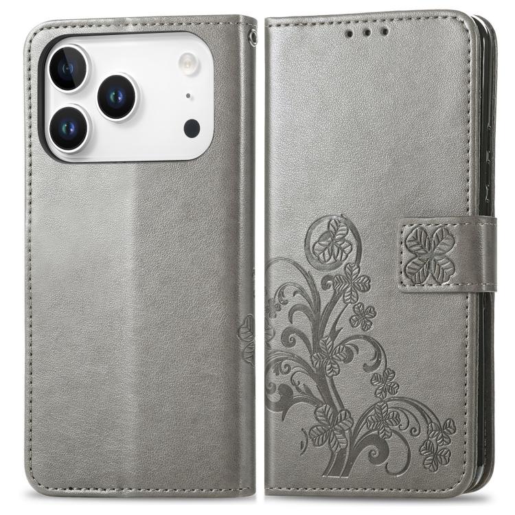 Four-leaf Clasp Embossed Buckle Leather Phone Case