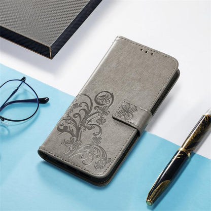 Four-leaf Clasp Embossed Buckle Leather Phone Case