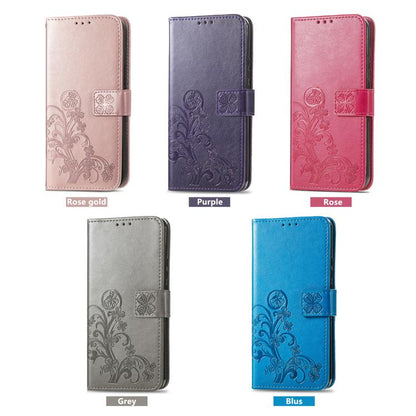 Four-leaf Clasp Embossed Buckle Leather Phone Case