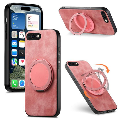 Retro Leather Rotation Round Holder Phone Case