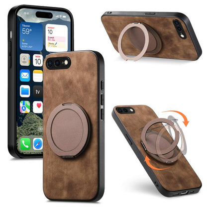 Retro Leather Rotation Round Holder Phone Case