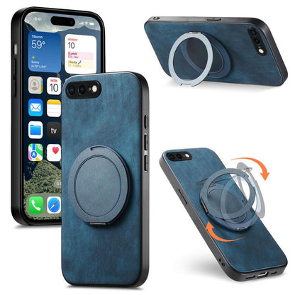 Retro Leather Rotation Round Holder Phone Case
