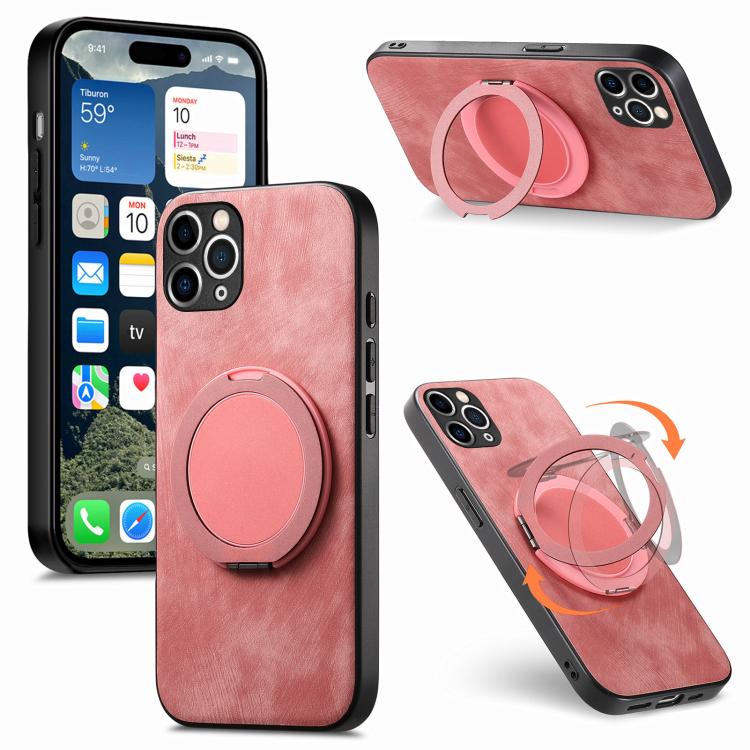 Retro Leather Rotation Round Holder Phone Case