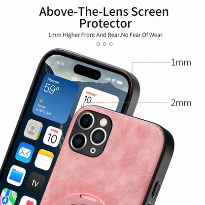 Retro Leather Rotation Round Holder Phone Case