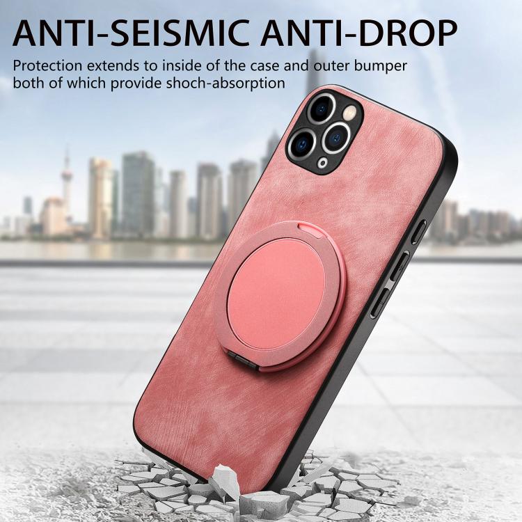 Retro Leather Rotation Round Holder Phone Case
