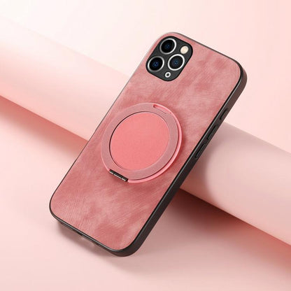 Retro Leather Rotation Round Holder Phone Case