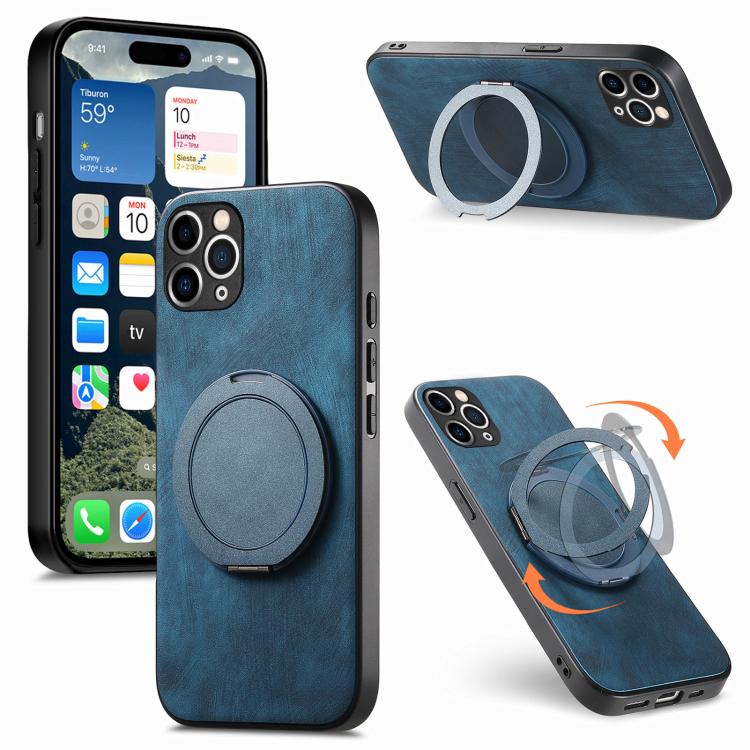 Retro Leather Rotation Round Holder Phone Case