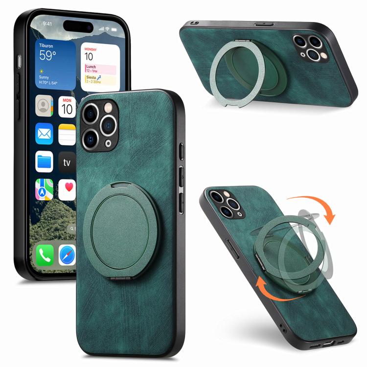 Retro Leather Rotation Round Holder Phone Case