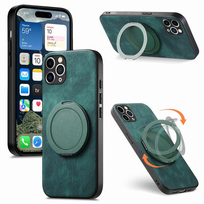 Retro Leather Rotation Round Holder Phone Case